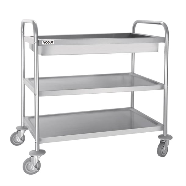 Vogue Stainless Steel 3 Tier Deep Tray Clearing Trolley cc365