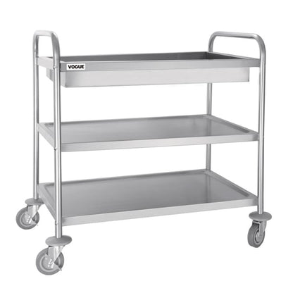 Vogue Stainless Steel 3 Tier Deep Tray Clearing Trolley cc365