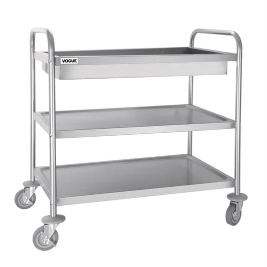 Vogue Stainless Steel 3 Tier Deep Tray Clearing Trolley cc365