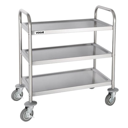 Vogue Stainless Steel 3 Tier Clearing Trolley Small f993
