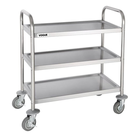 Vogue Stainless Steel 3 Tier Clearing Trolley Small f993