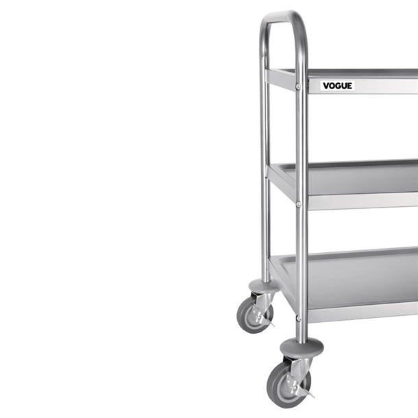 Vogue Stainless Steel 3 Tier Clearing Trolley Small f993