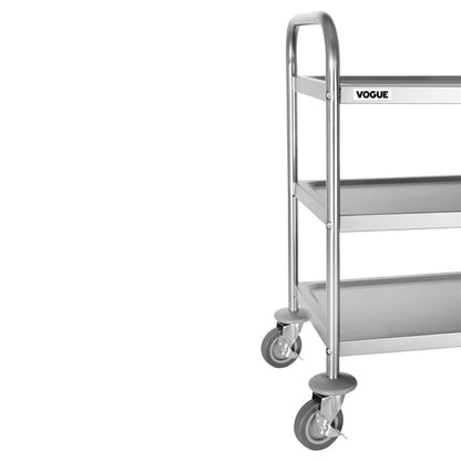 Vogue Stainless Steel 3 Tier Clearing Trolley Small f993