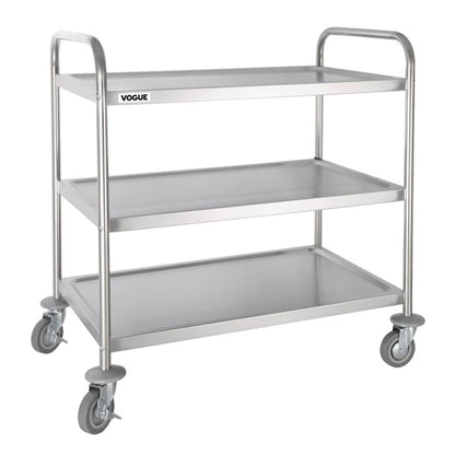 Vogue Stainless Steel 3 Tier Clearing Trolley Large f995