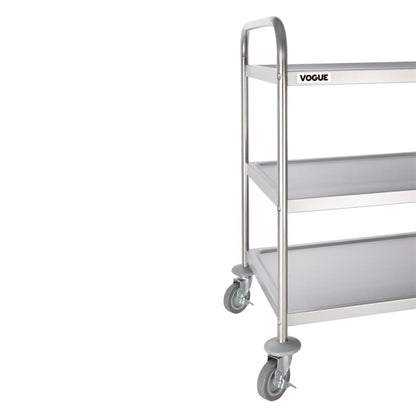 Vogue Stainless Steel 3 Tier Clearing Trolley Large f995