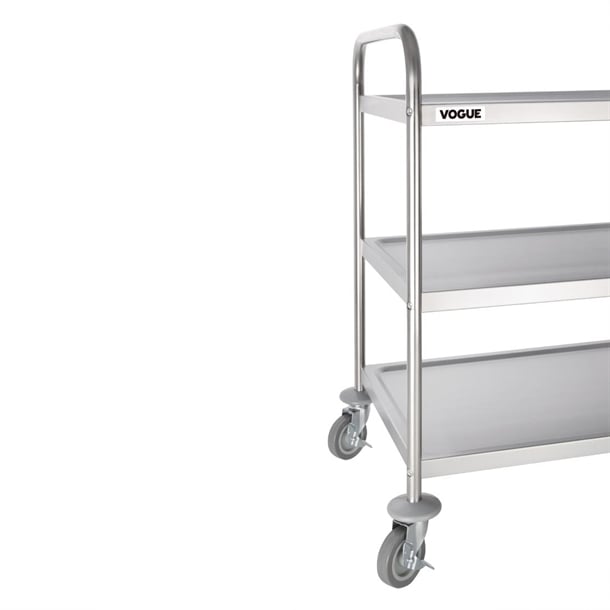 Vogue Stainless Steel 3 Tier Clearing Trolley Large f995