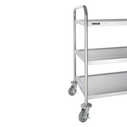 Vogue Stainless Steel 3 Tier Clearing Trolley Large f995