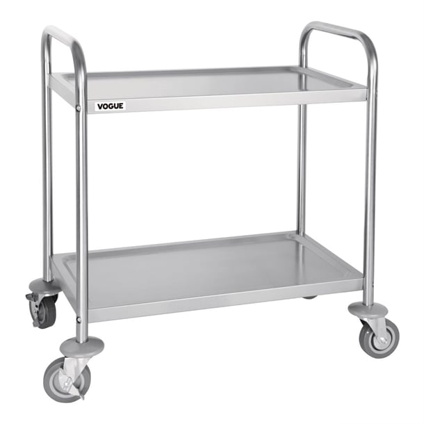Vogue Stainless Steel 2 Tier Clearing Trolley Small f996