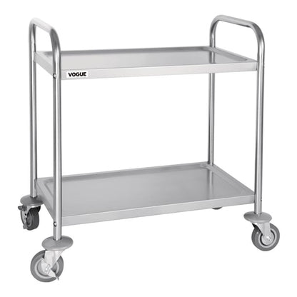 Vogue Stainless Steel 2 Tier Clearing Trolley Small f996