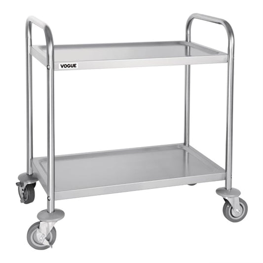 Vogue Stainless Steel 2 Tier Clearing Trolley Small f996