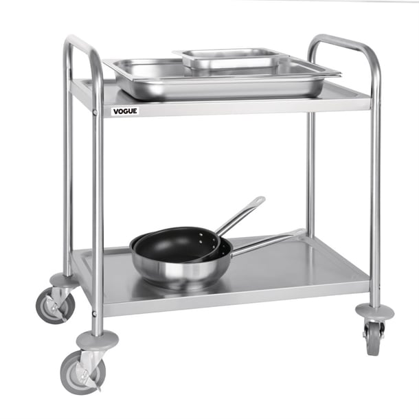 Vogue Stainless Steel 2 Tier Clearing Trolley Small f996
