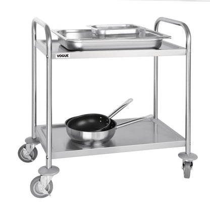 Vogue Stainless Steel 2 Tier Clearing Trolley Small f996