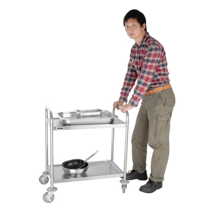 Vogue Stainless Steel 2 Tier Clearing Trolley Small f996