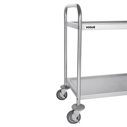 Vogue Stainless Steel 2 Tier Clearing Trolley Small f996