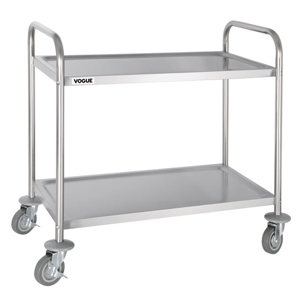 Vogue Stainless Steel 2 Tier Clearing Trolley Medium f997