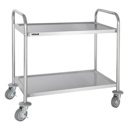 Vogue Stainless Steel 2 Tier Clearing Trolley Medium f997
