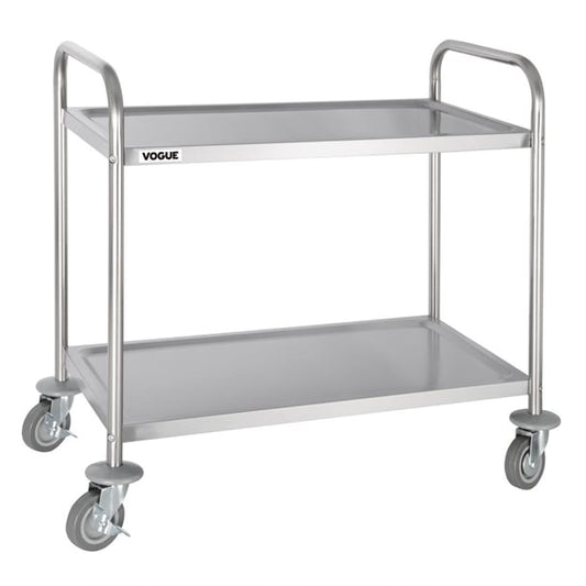 Vogue Stainless Steel 2 Tier Clearing Trolley Medium f997