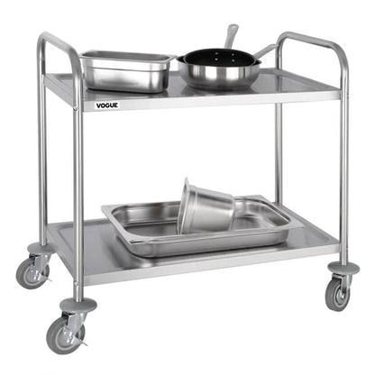 Vogue Stainless Steel 2 Tier Clearing Trolley Medium f997