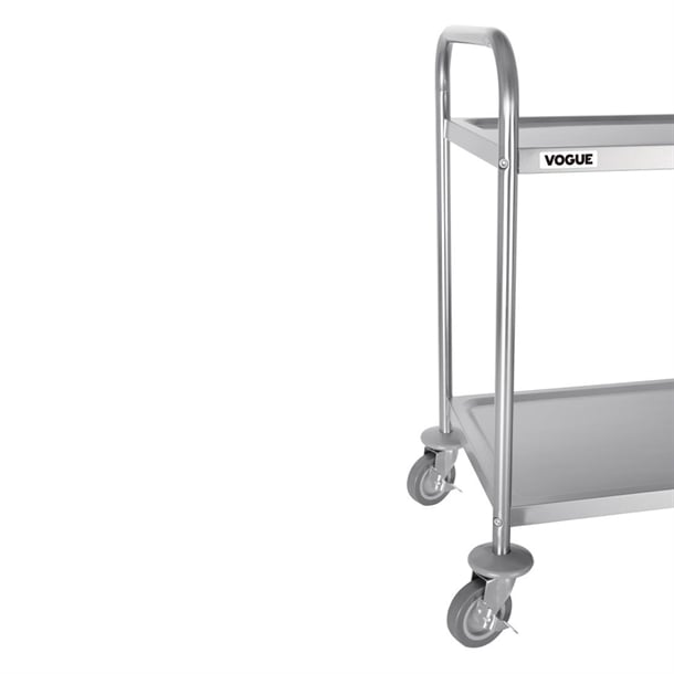Vogue Stainless Steel 2 Tier Clearing Trolley Medium f997