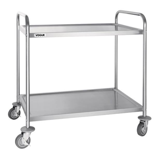 Vogue Stainless Steel 2 Tier Clearing Trolley Large f998
