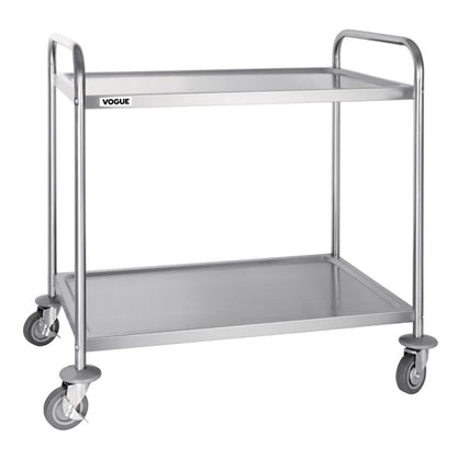 Vogue Stainless Steel 2 Tier Clearing Trolley Large f998