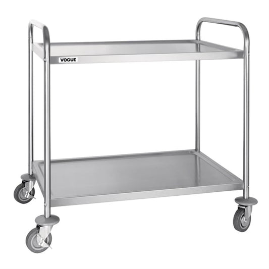 Vogue Stainless Steel 2 Tier Clearing Trolley Large f998