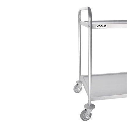 Vogue Stainless Steel 2 Tier Clearing Trolley Large f998