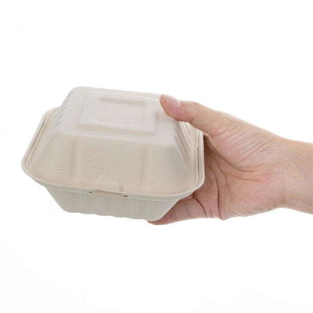 Fiesta Compostable Bagasse Burger Boxes Natural Colour 152mm (500 Pack) fc542