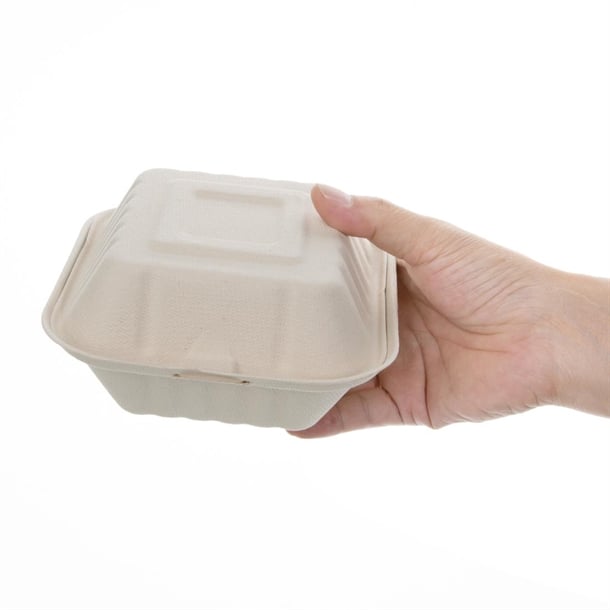 Fiesta Compostable Bagasse Burger Boxes Natural Colour 152mm (500 Pack) fc542