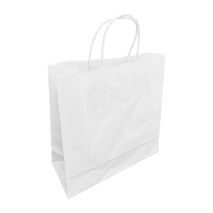 Fiesta Recyclable Twist Handle White Paper Bags Small (250 Pack) hy761