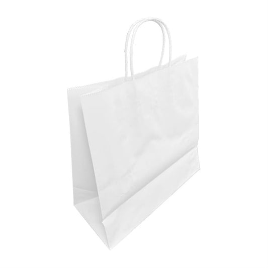 Fiesta Recyclable Twist Handle White Paper Bags Medium (250 Pack) hy763