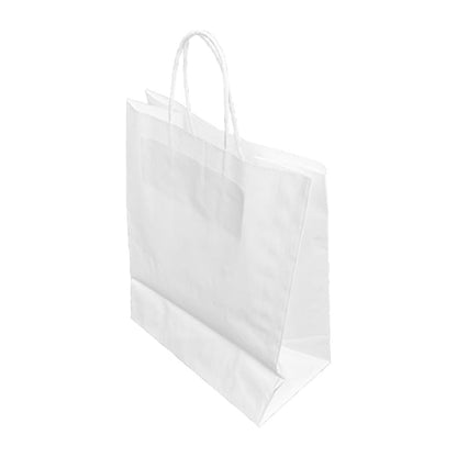 Fiesta Recyclable Twist Handle White Paper Bags Large (250 Pack) hy767