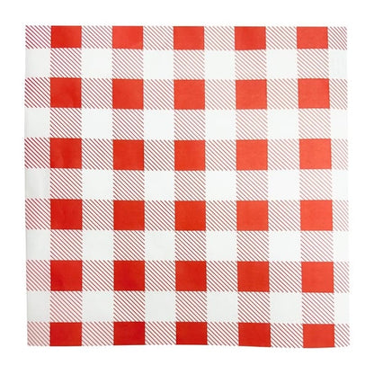 Fiesta Compostable Red Gingham Greaseproof Sheets 250x250mm (200 Pack) hy780