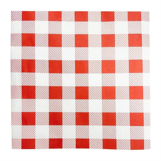 Fiesta Compostable Red Gingham Greaseproof Sheets 250x250mm (200 Pack) hy780