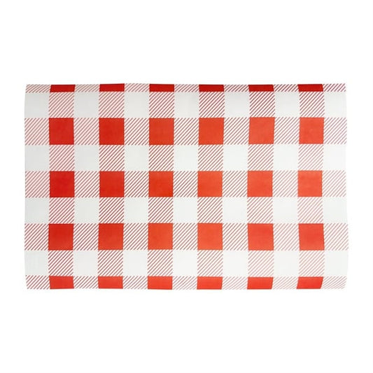 Fiesta Compostable Red Gingham Greaseproof Sheets 310x190mm (200 Pack) hy781