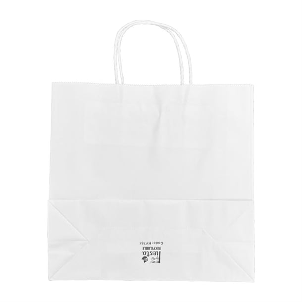 Fiesta Recyclable Twist Handle White Paper Bags Small (250 Pack) hy761