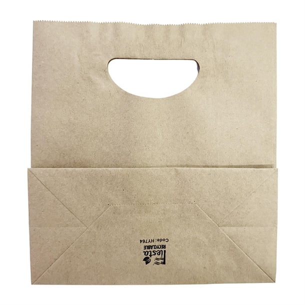 Fiesta Recyclable D Cut Handle Brown Paper Bags Medium (250 Pack) hy764