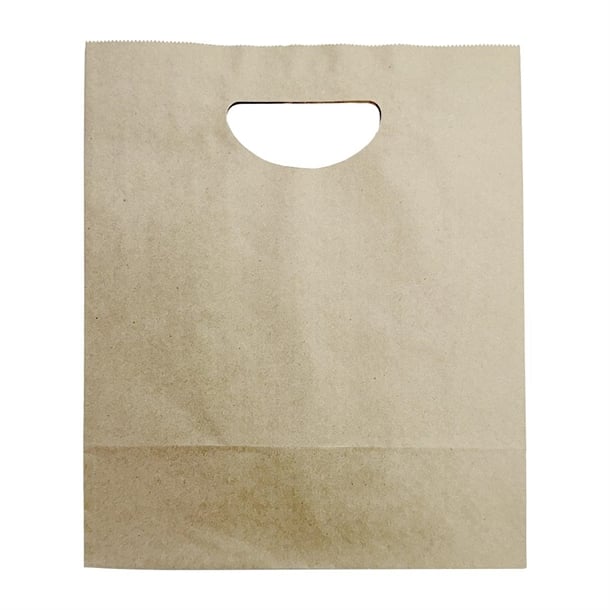 Fiesta Recyclable D Cut Handle Brown Paper Bags Large (250 Pack) hy768