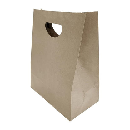 Fiesta Recyclable D Cut Handle Brown Paper Bags Large (250 Pack) hy768
