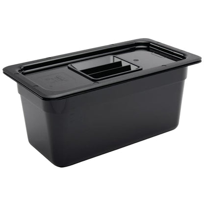 Vogue Polycarbonate 1/3 Gastronorm Container 150mm Black u464
