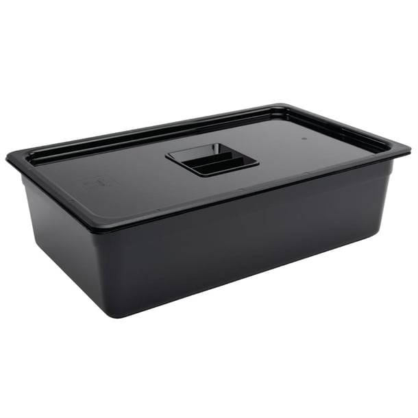 Vogue Polycarbonate 1/1 Gastronorm Container 150mm Black u456