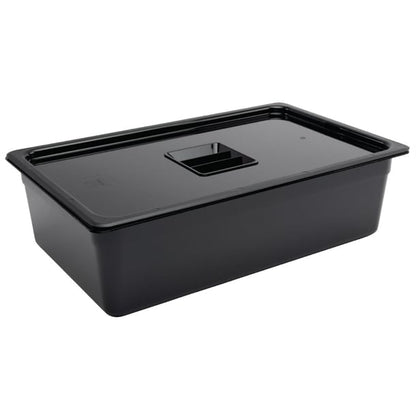 Vogue Polycarbonate 1/1 Gastronorm Container 150mm Black u456