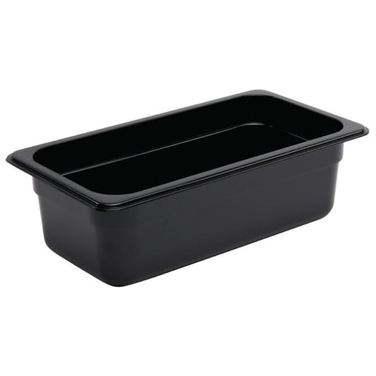 Vogue Polycarbonate 1/3 Gastronorm Container 100mm Black u463