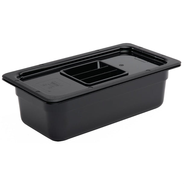 Vogue Polycarbonate 1/3 Gastronorm Container 100mm Black u463