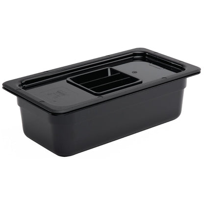 Vogue Polycarbonate 1/3 Gastronorm Container 100mm Black u463