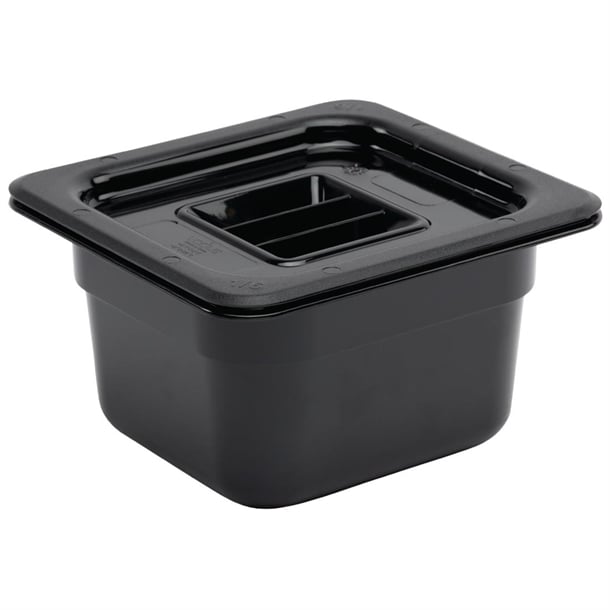 Vogue Polycarbonate 1/6 Gastronorm Container 100mm Black u470