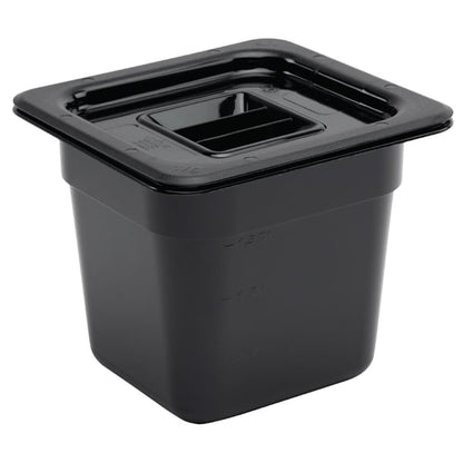 Vogue Polycarbonate 1/6 Gastronorm Container 150mm Black u471