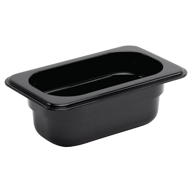 Vogue Polycarbonate 1/9 Gastronorm Container 65mm Black u472