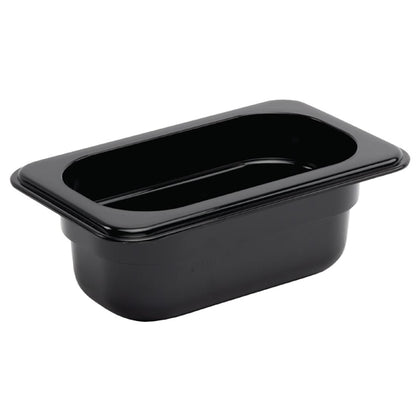 Vogue Polycarbonate 1/9 Gastronorm Container 65mm Black u472