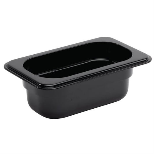 Vogue Polycarbonate 1/9 Gastronorm Container 65mm Black u472